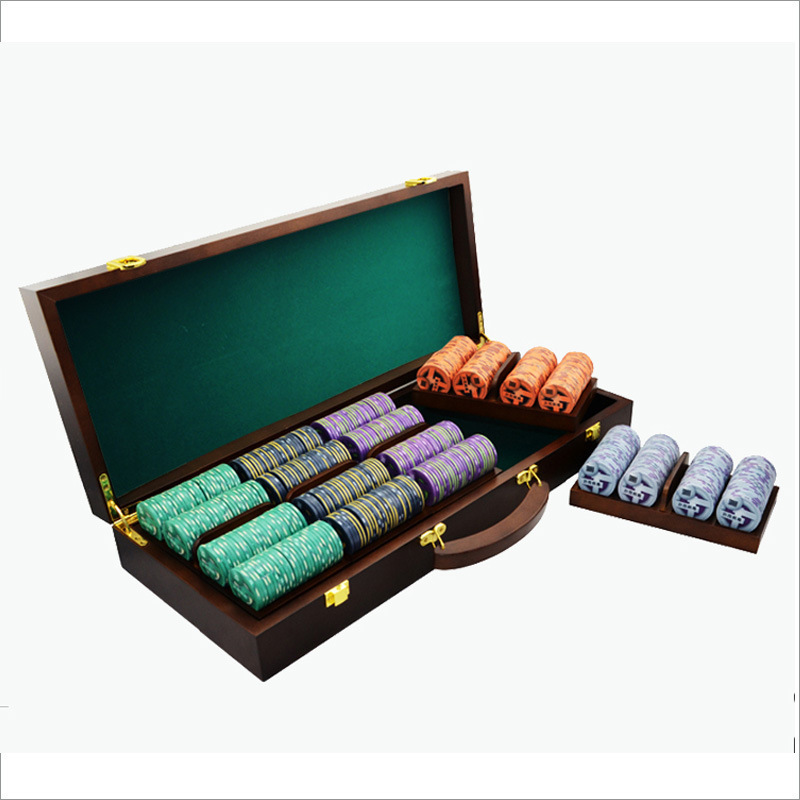 High Quality Custom Wooden Box Poker Chips Playing Card  Poker Chips Set Case Box