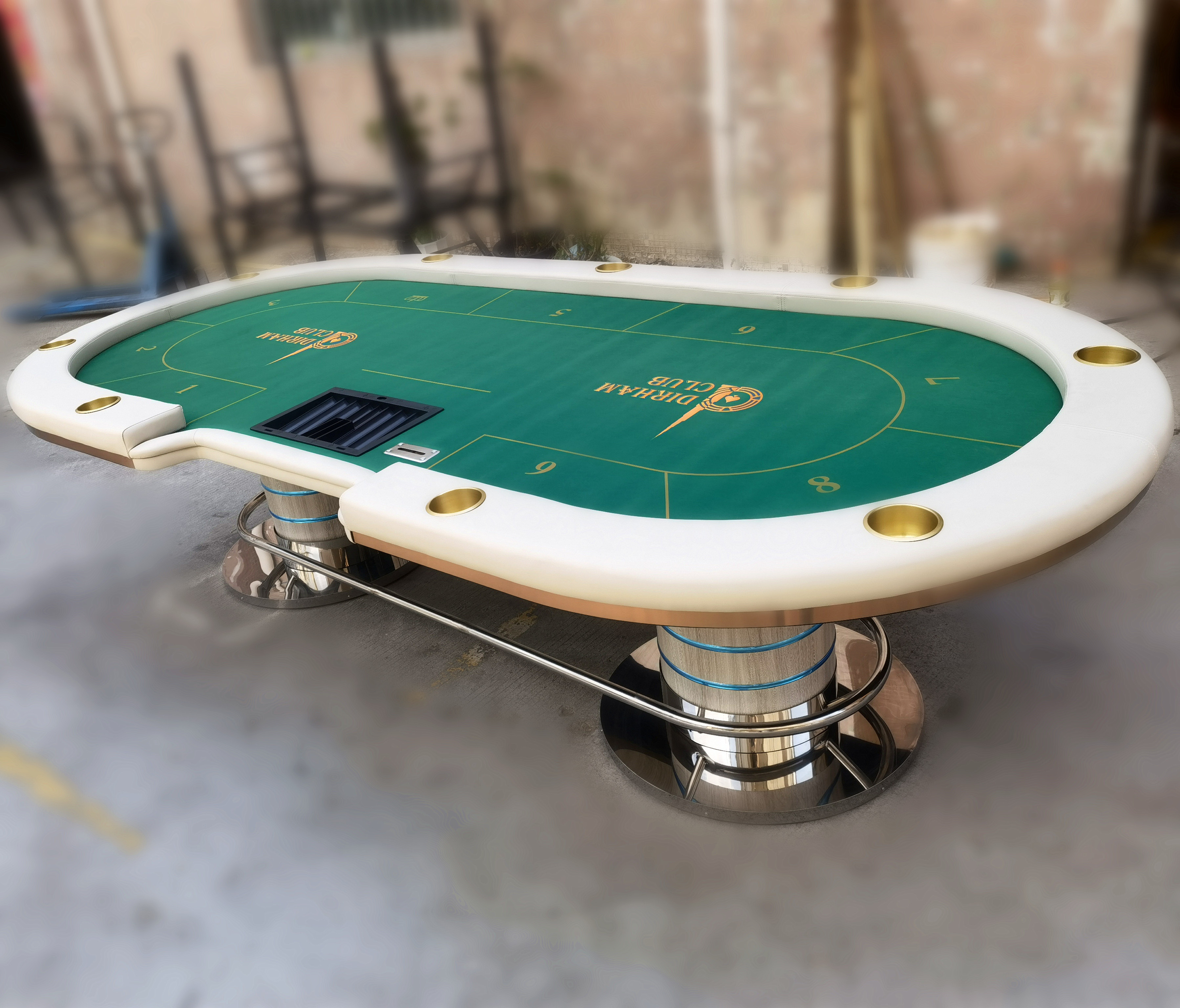 History Customising 52 inch Round Poker Table with Wooden Lion Claw or Stainless Steel