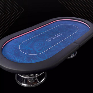 custom  Texas Poker Half Fold Poker Table  Blue background phoenix tail bamboo tabletop