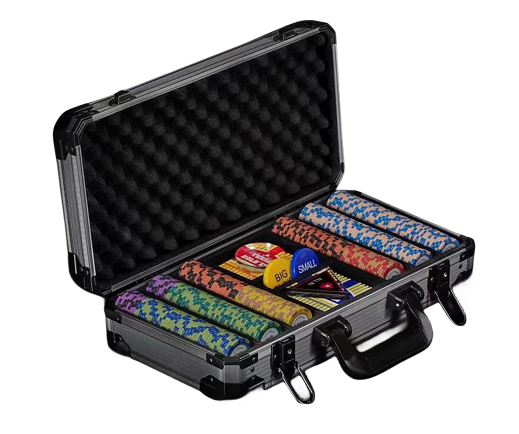 200 pcs Chips Poker Set in Aluminum Case with Handle for Entertainment