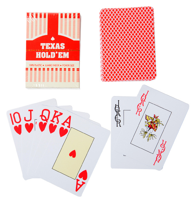 100% PVC Poker Durable Texas Hold'em Poker Cards With Big Words as Wide PVC Card for Gaming