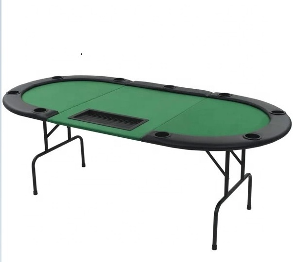 9-Player Folding  3 Fold Oval Green Portable poker table entertainment table manufacturers direct poker table custom