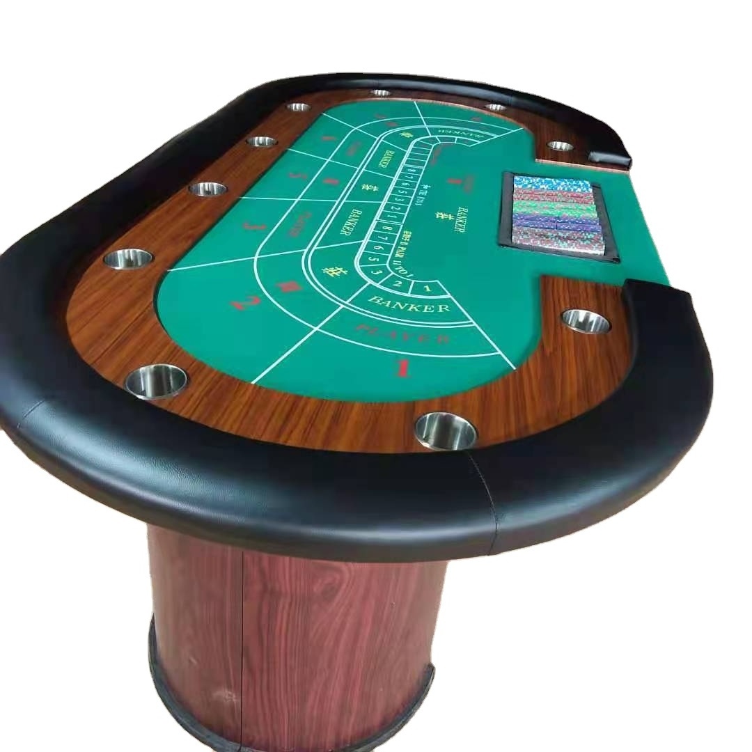 10 Person Texas Hold Em Oval Casino Poker Table Playing Card Table With LED Lamps  Gambling Table