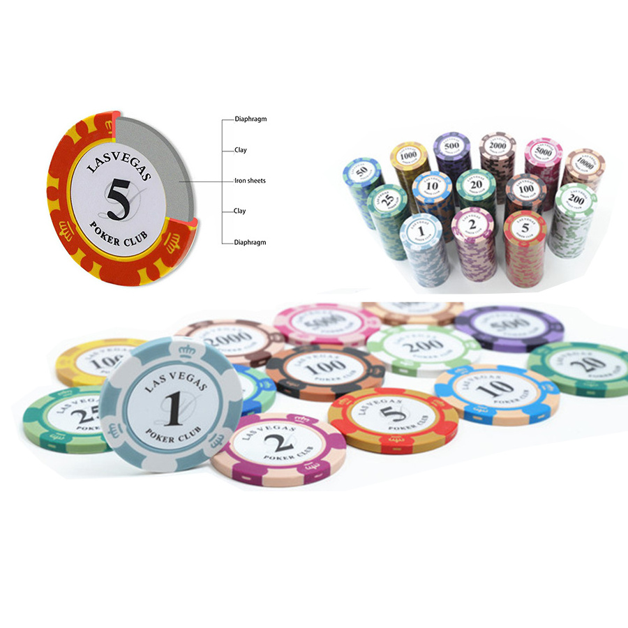 Poker Chips Set 500pcs Professional Poker Set 14 Gram Casino Chips with Denominations,for Texas Hold'em Blackjack Gambling