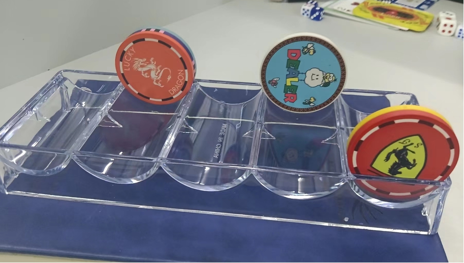 High quality transparent PMMA poker chip trays factory plastic chip tray whosale poker chip trays