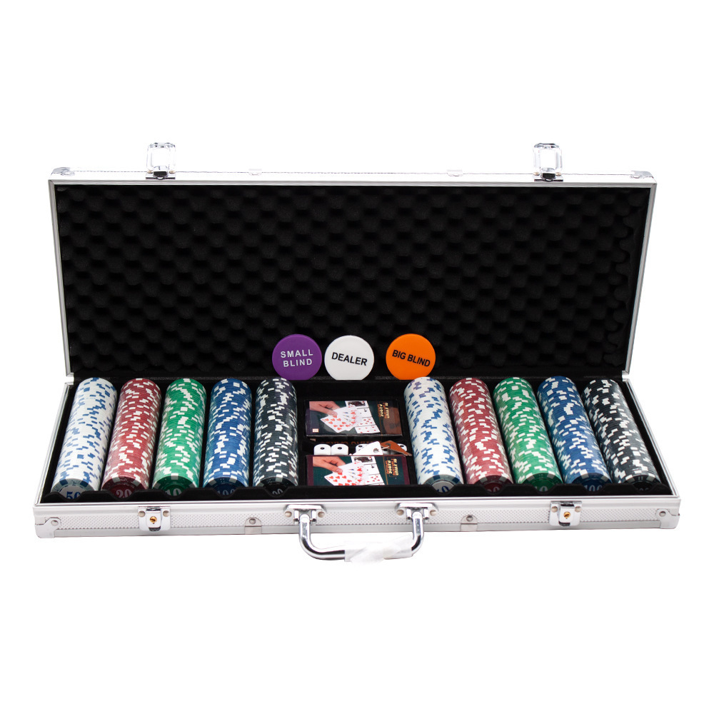 500PCS Hot Style ABS Chips Cheap Poker Chips Suitcase Including Poker, Dealers, Dices and Chips for Sale