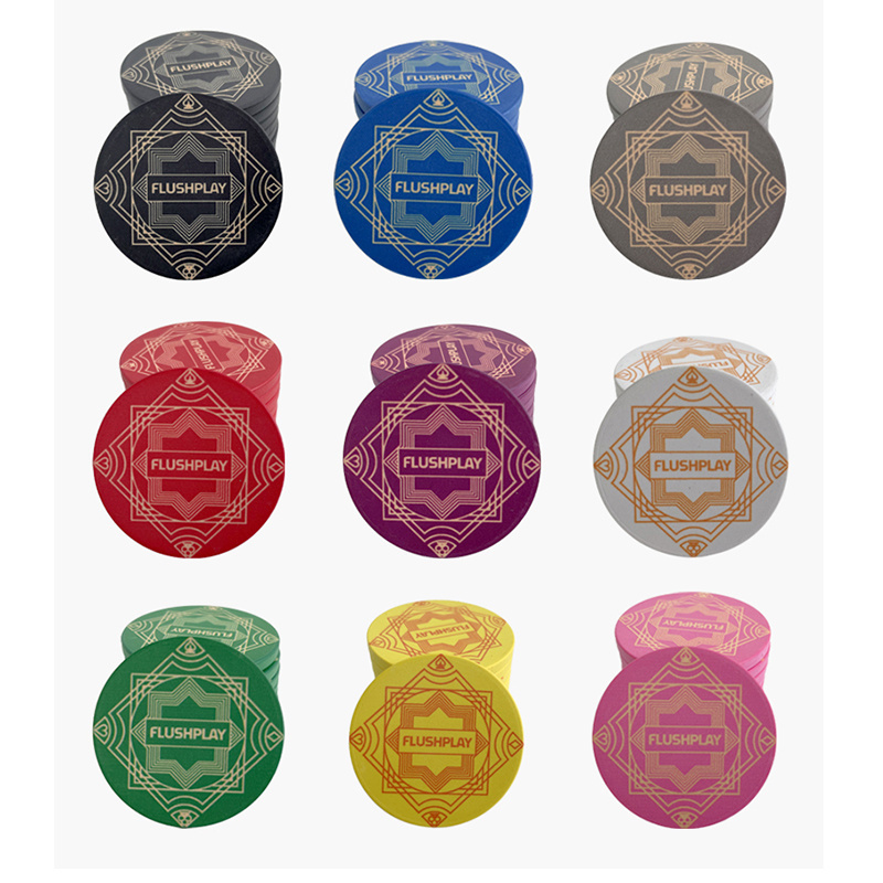 Free Design Custom Ceramic Poker Chips 39mm 43mm 50mm 55mm Ceramic Materials Poker Token