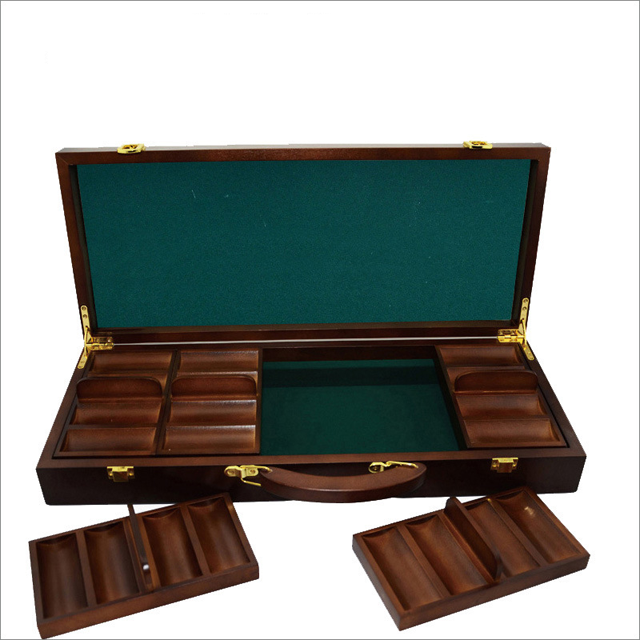 High Quality Custom Wooden Box Poker Chips Playing Card  Poker Chips Set Case Box