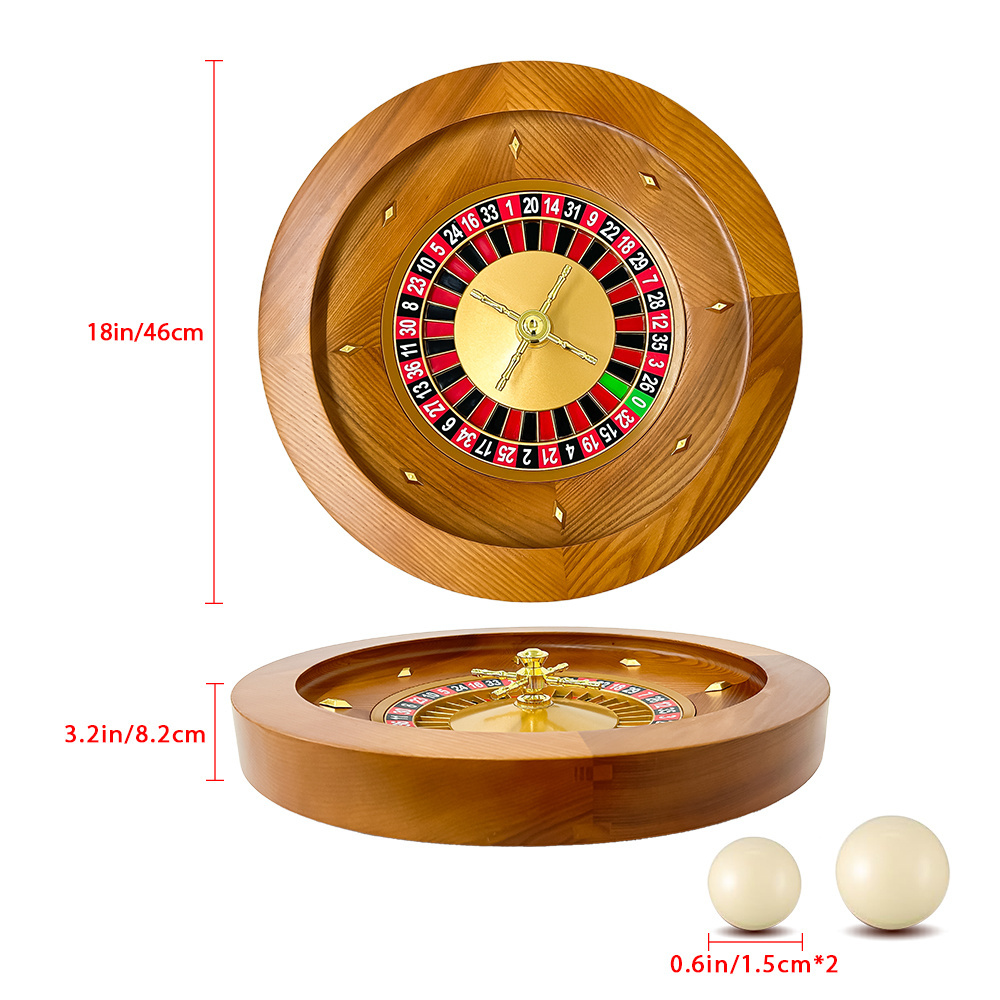 Ygebet Wooden Roulette Wheel, 18 inch Solid Wood Casino Roulette Wheels Set for