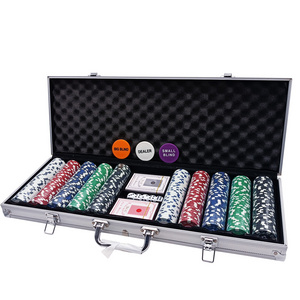 500PCS Hot Style ABS Chips Cheap Poker Chips Suitcase Including Poker, Dealers, Dices and Chips for Sale