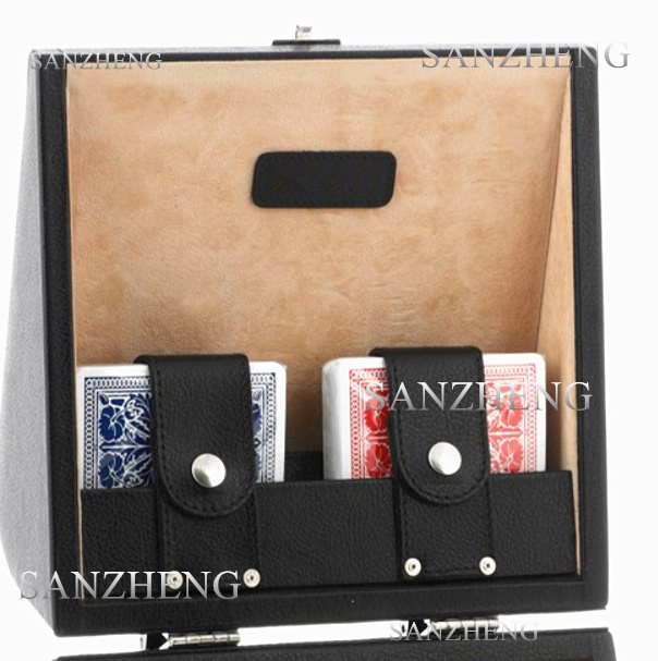 High-end Poker Chips Set Clay Poker Chips in Leather Suitcase for Gambling Entertainment or Gift