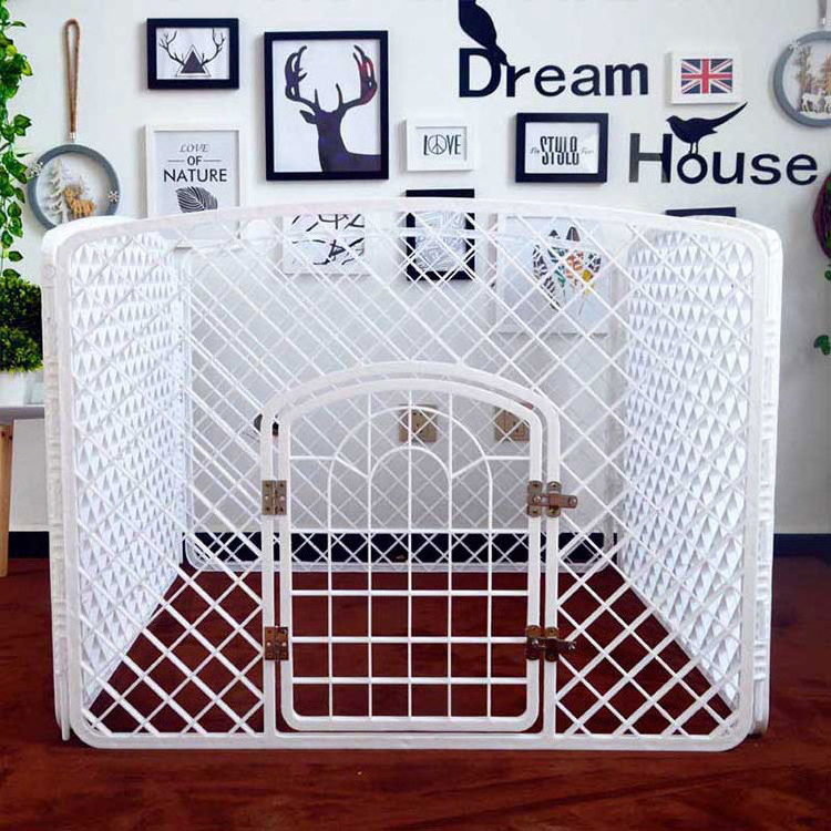 Pet products plastic 4 panels portable carrier playpens indoor foldable plastic pet fence for dogs