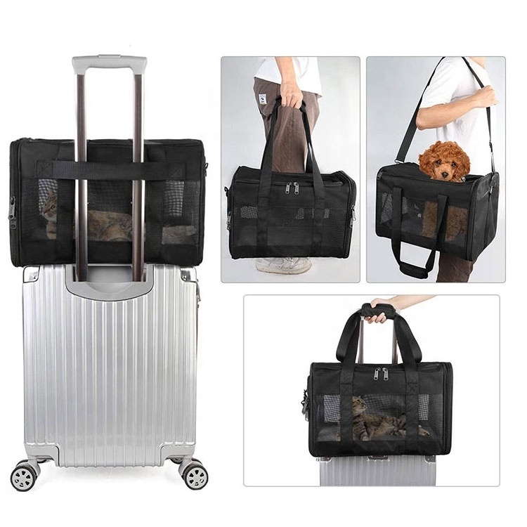 airline approved foldable cat carrier travel dog carrier basket Two Side Expansion pet cages houses luxury