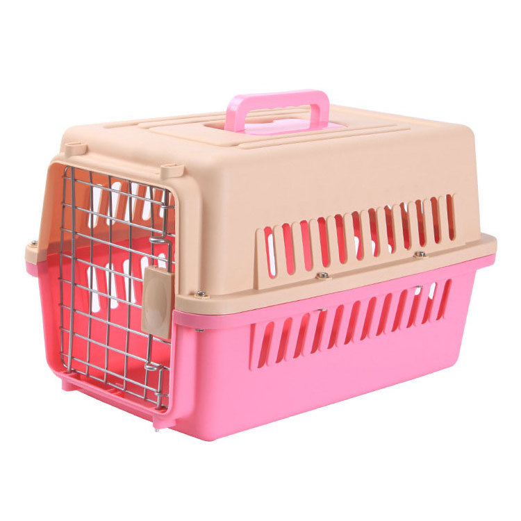 Plastic Flight Transport Box Pet Air Box Travel Carrier Cages Portable Plastic Dog Carrier Cage With Wheel