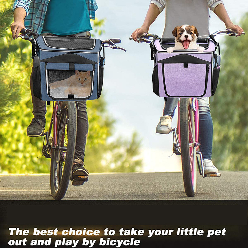 Foldable 4 in 1 Soft-Side Pet Dog Carrier Travel Bike Basket Safe Backpack Bicycle Pet Carrier