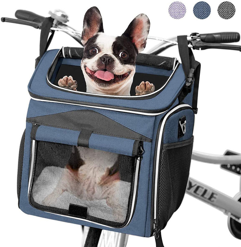 Foldable 4 in 1 Soft-Side Pet Dog Carrier Travel Bike Basket Safe Backpack Bicycle Pet Carrier