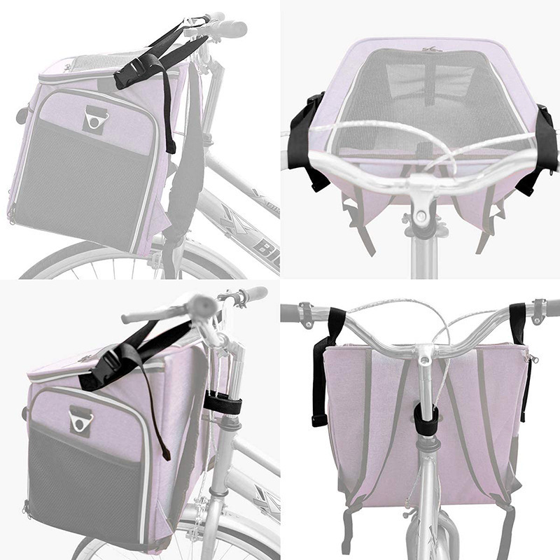 Foldable 4 in 1 Soft-Side Pet Dog Carrier Travel Bike Basket Safe Backpack Bicycle Pet Carrier