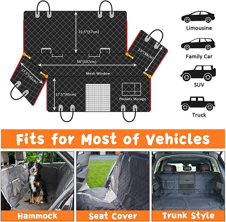 1 Removable Pad  Dog Back Seat Cover Scratch Proof Nonslip Hammock  Dog Car Seat Cover Waterproof with Mesh Window