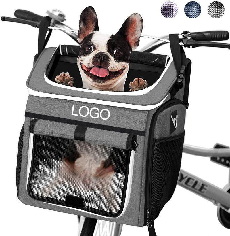 Dropshipping foldable Expandable Soft-Side Pet Dog Carrier Travel Bike Basket Pet Carrier