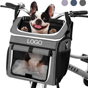 Dropshipping foldable Expandable Soft-Side Pet Dog Carrier Travel Bike Basket Pet Carrier