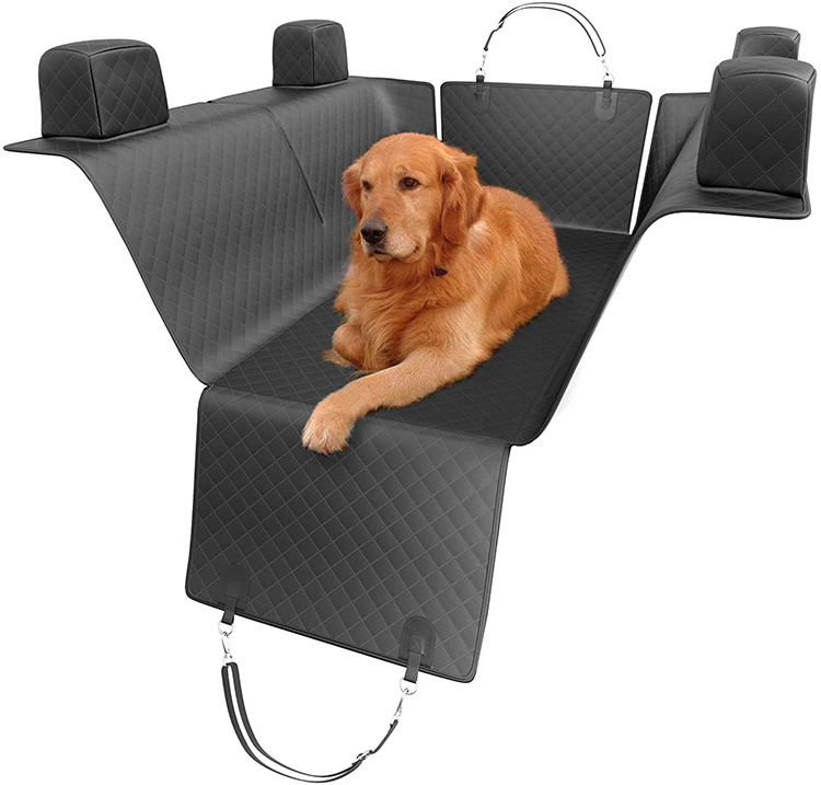 Black Waterproof ScratchProof Non-Slip Durable Hammock Backseat Head Restraints Dog Back Seat Cover Protector