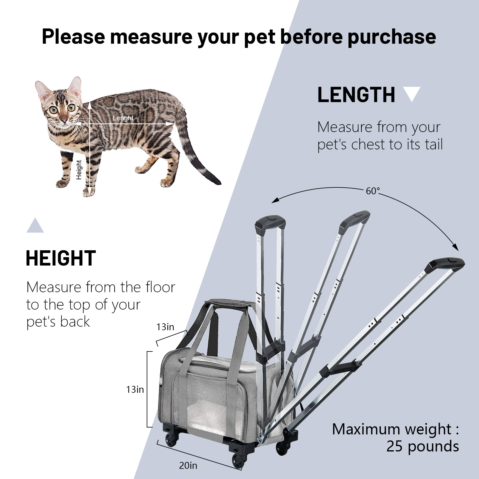 Sanan luxury 4 wheels detachable cat dog crrier pet trolley walking carrier with wheels