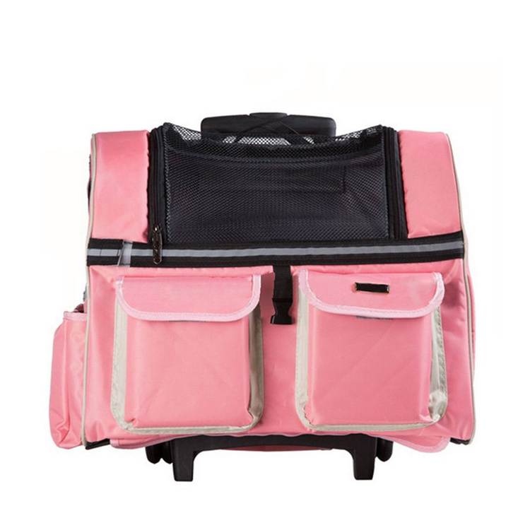 Sanan Airline Approved Soft Pet Travel Trolley Handbag Dog Backpack Carrier Trolley Bag with Wheel