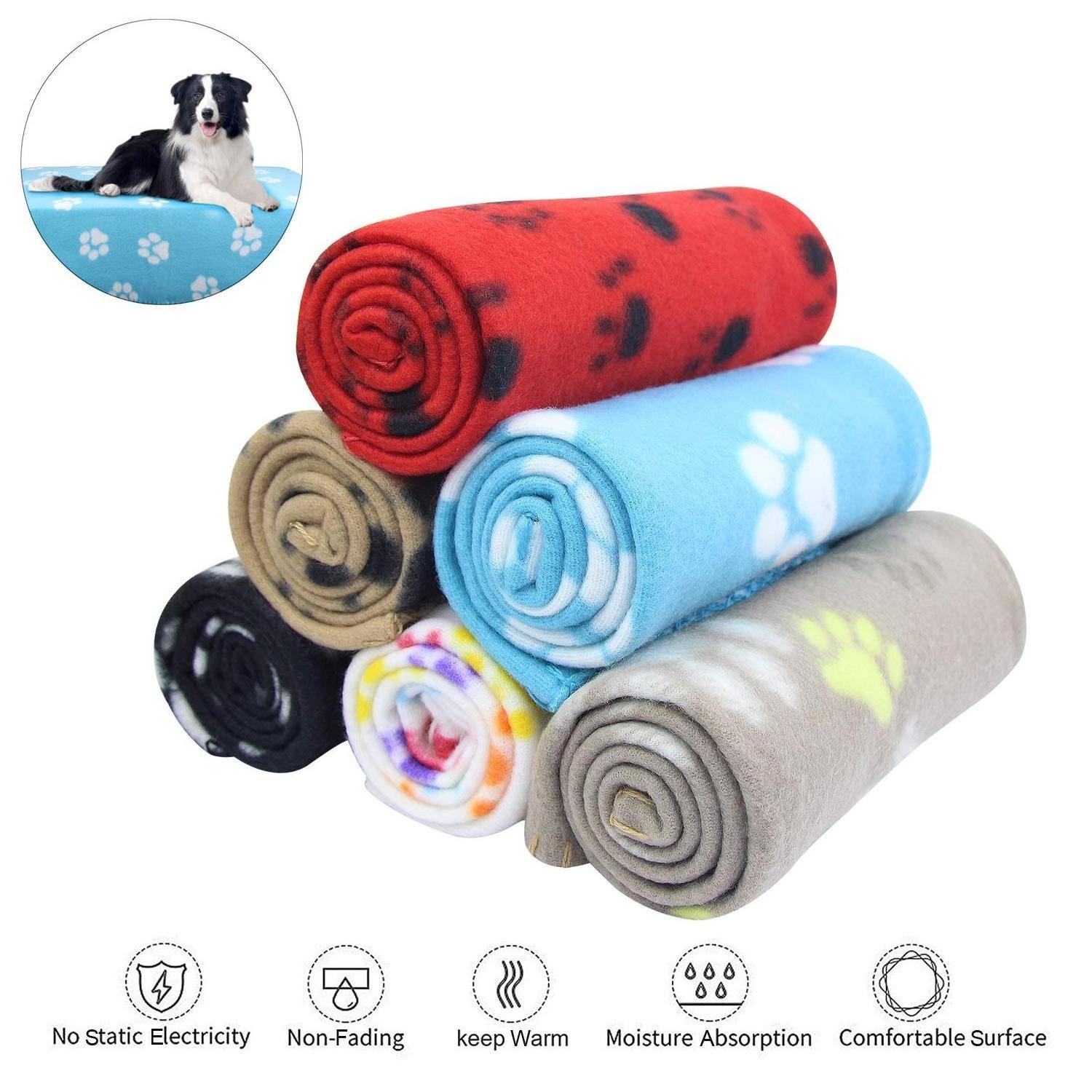 Hot Sale Puppy Dog Cat Fleece Blankets Cushion Pet Sleep Mat Pad Bed Cover with Paw Print Soft Warm Blanket for Animals