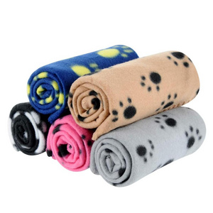 Hot Sale Puppy Dog Cat Fleece Blankets Cushion Pet Sleep Mat Pad Bed Cover with Paw Print Soft Warm Blanket for Animals