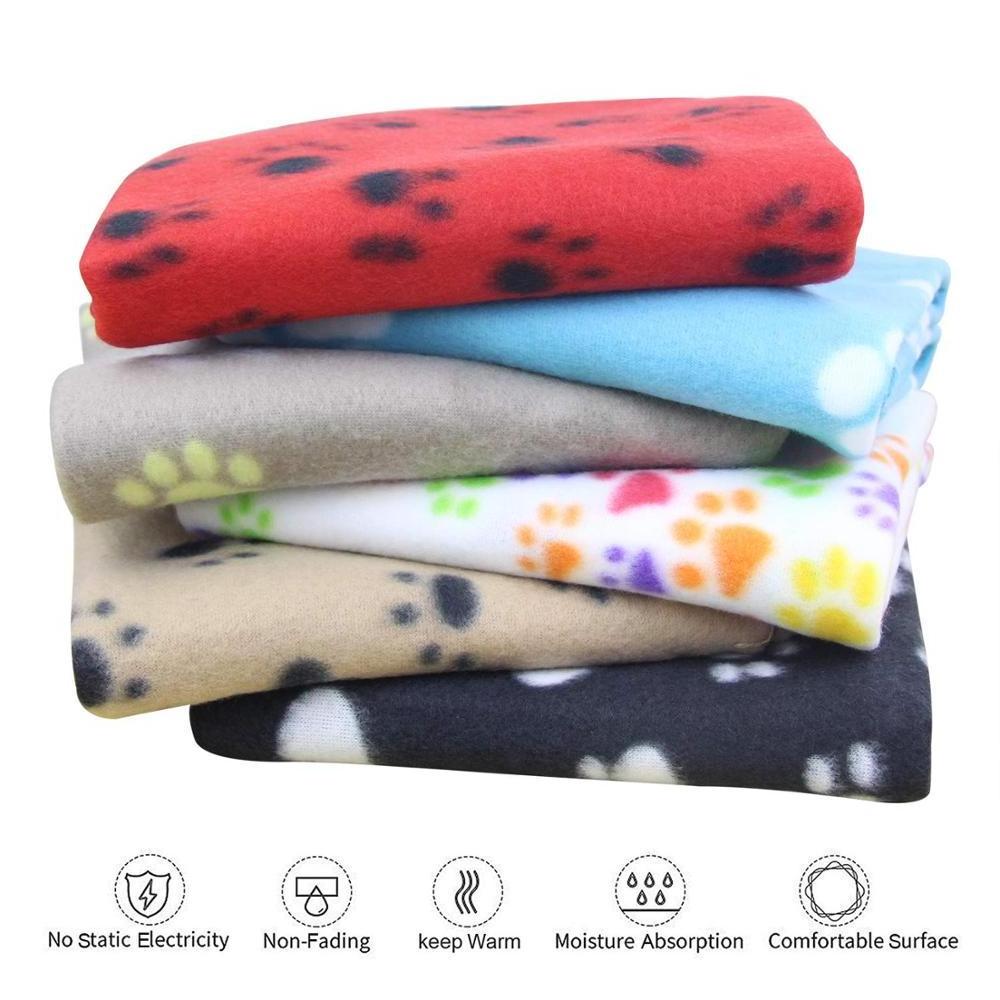 Hot Sale Puppy Dog Cat Fleece Blankets Cushion Pet Sleep Mat Pad Bed Cover with Paw Print Soft Warm Blanket for Animals