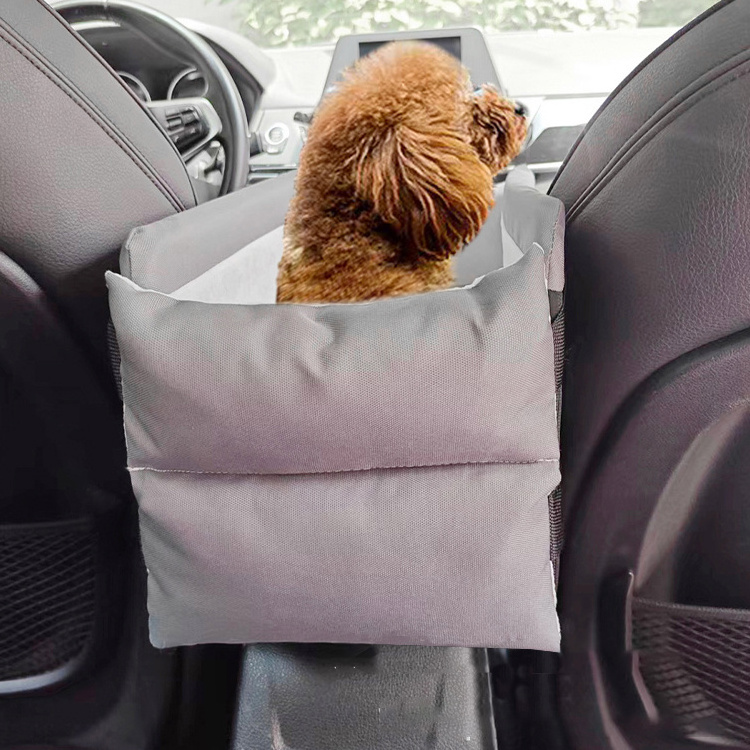 Portable Pet Armrest Car Seat Dog Booster Seat with Safety Tethers and Pad Center Console Dog Car Seat