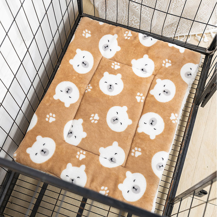 Dog Crate Pad Ultra Soft Pet Bed Cute Print Washable Mat Small Dogs Indoor Cats Reversible Fleece Kennel Pad Cat Carrier Cat Bed