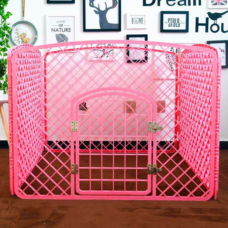 Pet products plastic 4 panels portable carrier playpens indoor foldable plastic pet fence for dogs