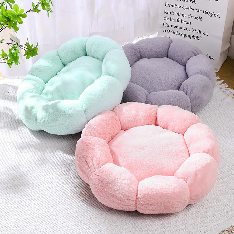 Indoor Round Donuts Small Dog Bed Calming Pet Cute Modern Beds Plush & Anti Slip Bottom Cat Beds