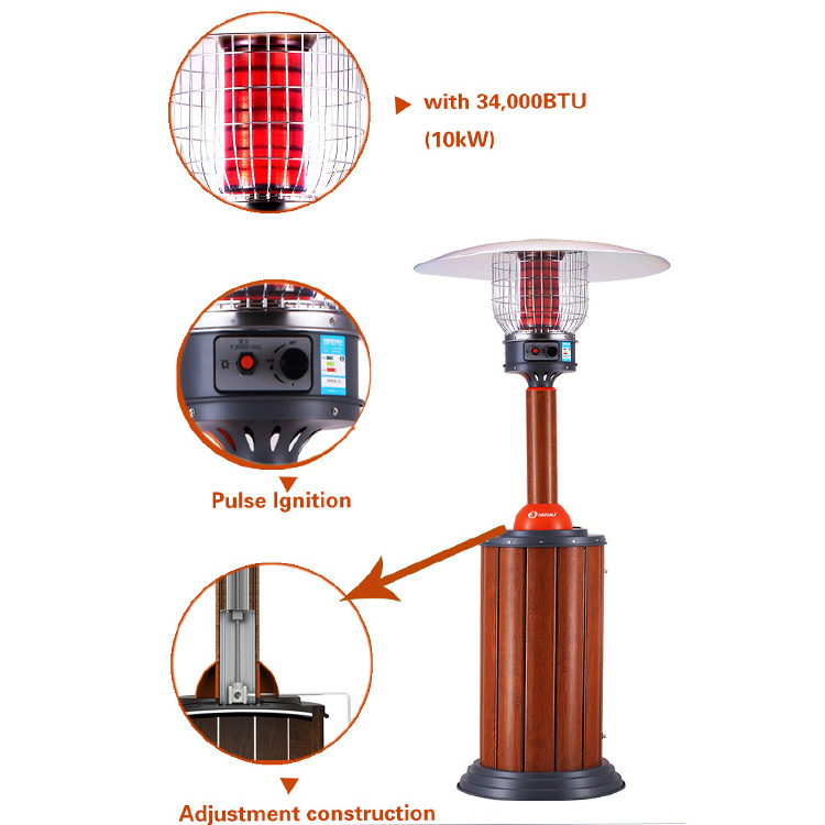 Aluminum portable adjustable height portable tower outdoor mushroom umbrella far infrared LPG  gas patio heater