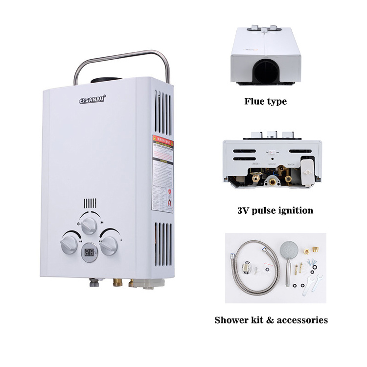 6L portable camping outdoor tankless  gas instant shower heater wall mounted  gas boiler water heater