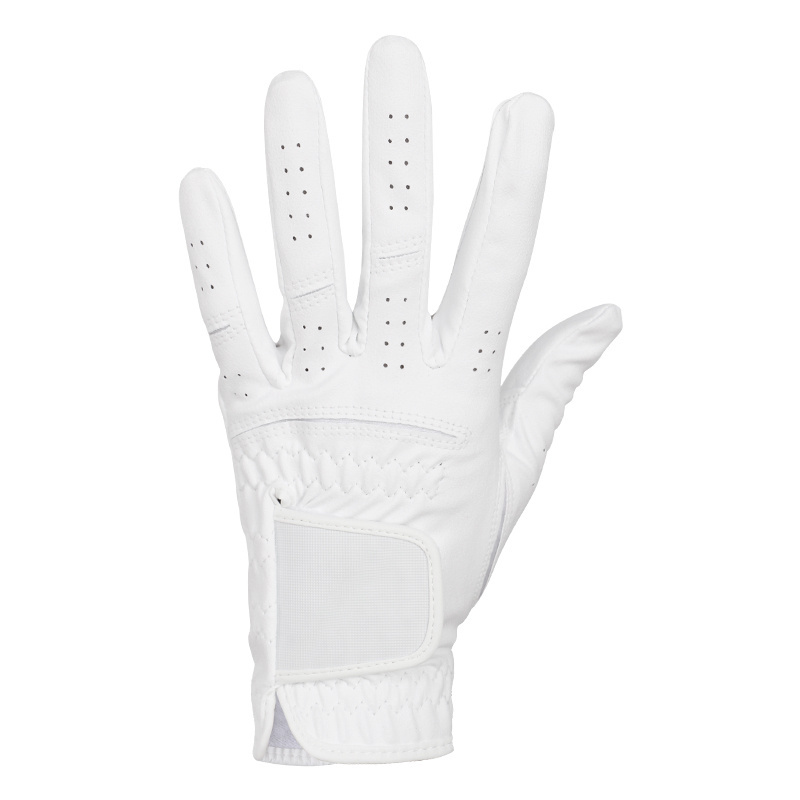 Wholesale Custom Logo and Images All White Simple Golf Gloves PU leather Golf Gloves For Men RH Or LH