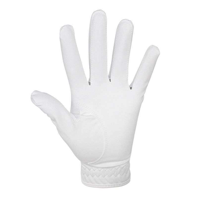 Wholesale Custom Logo and Images All White Simple Golf Gloves PU leather Golf Gloves For Men RH Or LH