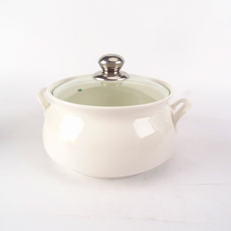 Wholesale white cooking soup pot ceramic soup pot with glass lid