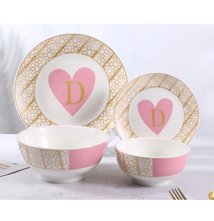 Plates Sets Dinnerware Ceramic Ceramic Plate Dinner Marble Porcelain 16-Piece Dinnerware Set