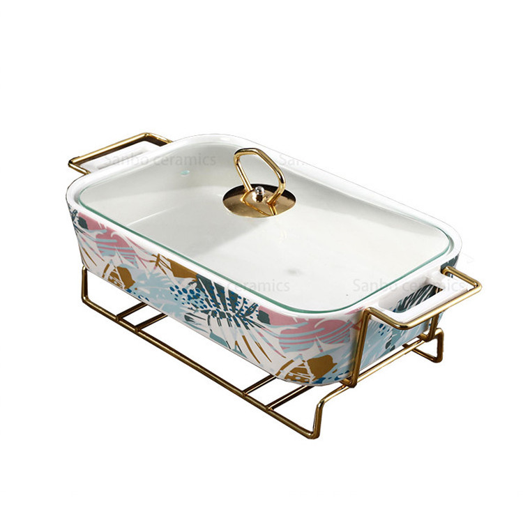 Hotel restaurant home kitchen equipment gold rack ceramic heater hot pots candle chafing dish buffet set food warmer