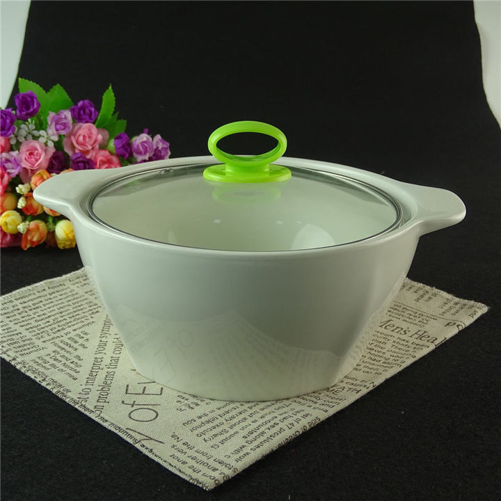 Wholesale white cooking soup pot ceramic soup pot with glass lid