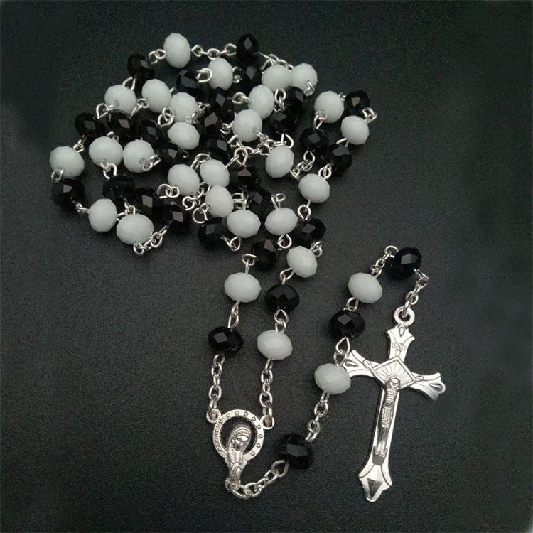 Colorful crystal cross catholic jewelry wholesale selection multicolor religious necklace rosary