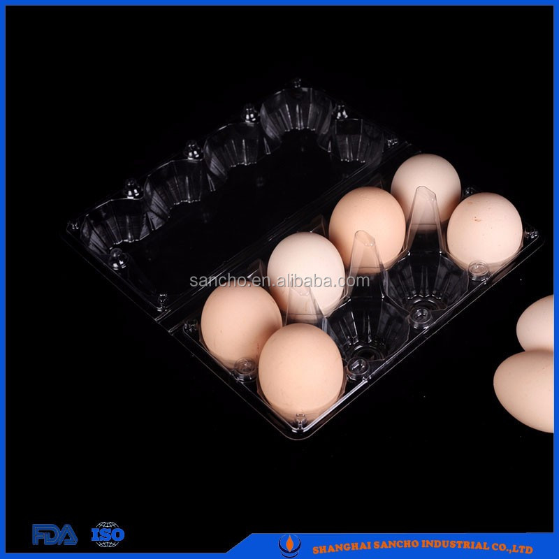 Egg tray clear 6 cavity clamshell packaging