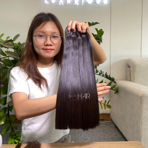 Wholesale Vendor Black Weft Hair Extensions , 100% Raw Vietnamese Human Hair Without No Chemical Directly