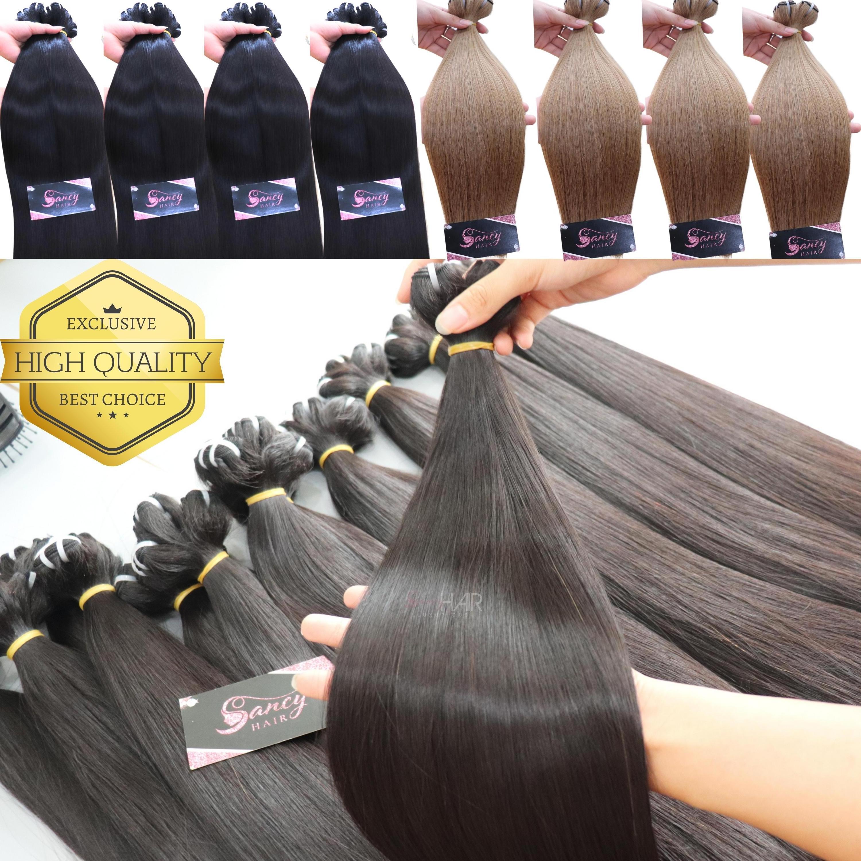 Wholesale Vendor Black Weft Hair Extensions , 100% Raw Vietnamese Human Hair Without No Chemical Directly