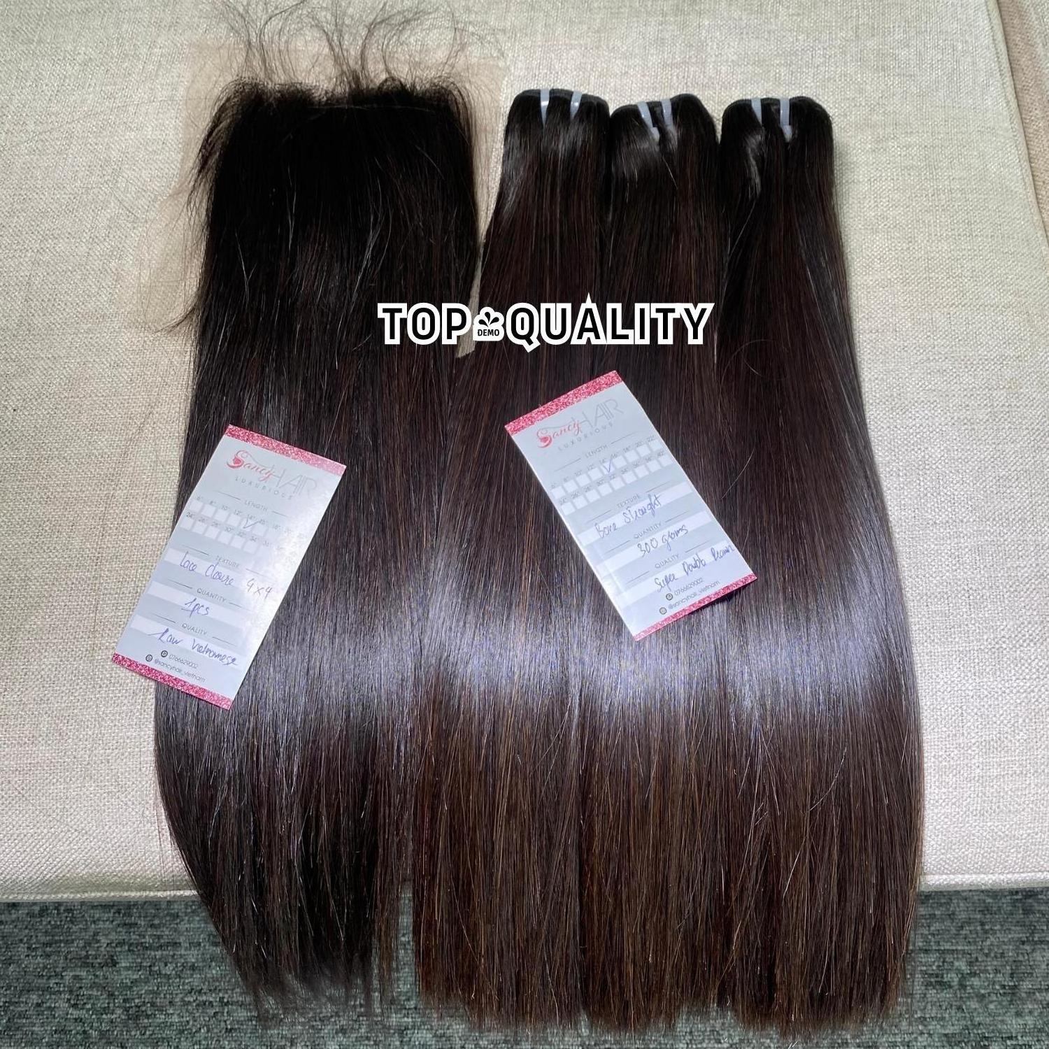 Wholesale Vendor Black Weft Hair Extensions , 100% Raw Vietnamese Human Hair Without No Chemical Directly