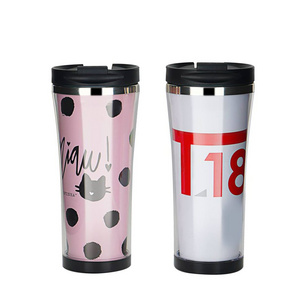 Wholesale 500 ml Stainless Steel Inner Plastic Outer Insulated Home Office Coffee Mug Cup With Removable Paper Insert