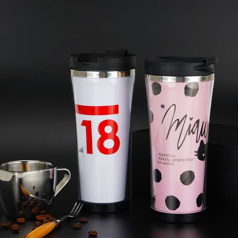 Wholesale 500 ml Stainless Steel Inner Plastic Outer Insulated Home Office Coffee Mug Cup With Removable Paper Insert