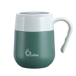 New intelligent display temperature 304 stainless steel double wall thermal coffee brewing thermos cup with handle